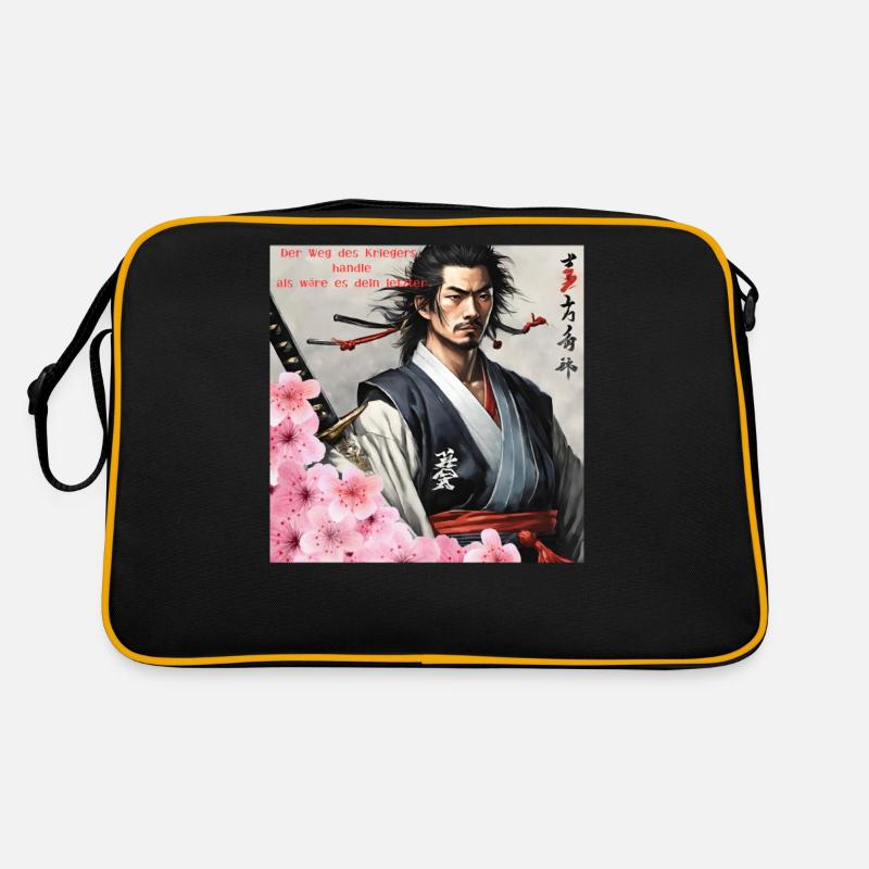 Japanischer Samurai Krieger Kirchblüten Retro Tasche