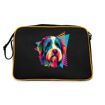 Bearded Collie 80s Style - Retro Bag - black/gold - Back