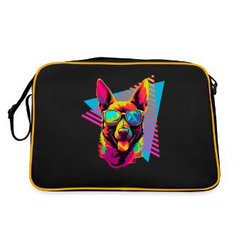Belgian Malinois with sunglasses 80s style - Retro Bag - black/gold - Back