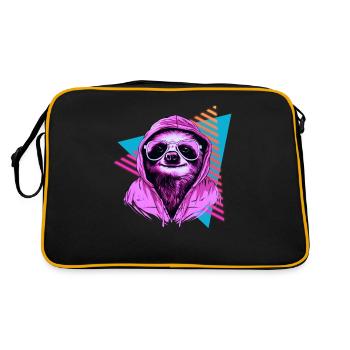 Sloth with sunglasses 80s style - Retro Bag - black/gold - Back