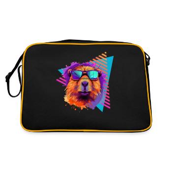 Capybara with sunglasses 80s style - Retro Bag - black/gold - Back
