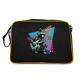 Raccoon with guitar 80s style - Retro Bag - black/gold - Back