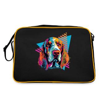 Basset Hound 80s Style - Retro Bag - black/gold - Back