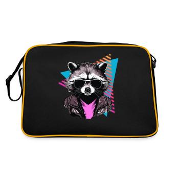 Raccoon with sunglasses 80s style - Retro Bag - black/gold - Back