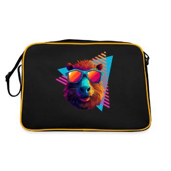 Capybara with sunglasses 80s style - Retro Bag - black/gold - Back