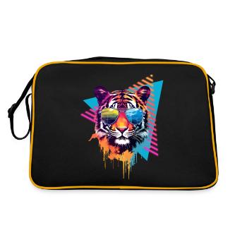 Tiger with sunglasses 80s style - Retro Bag - black/gold - Back