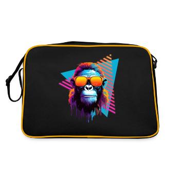 Chimpanzee with sunglasses 80s style - Retro Bag - black/gold - Back