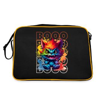 Chibi Brüllen & Booo! Skurriles Wolfman-T-Shirt! - Retro Tasche - Schwarz/Gold - Hinten
