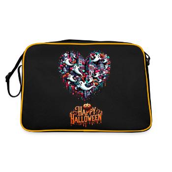 Pop Art Chibi Ghost Heart Halloween Tee - Retro Bag - black/gold - Back
