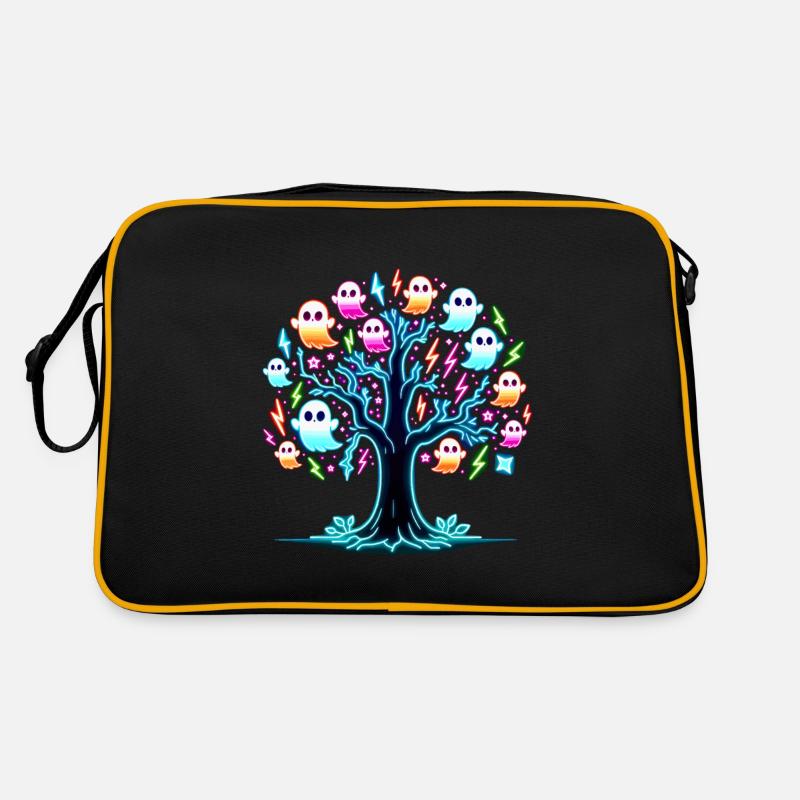 Neon Glow Ghost Tree T-Shirt Retro Bag