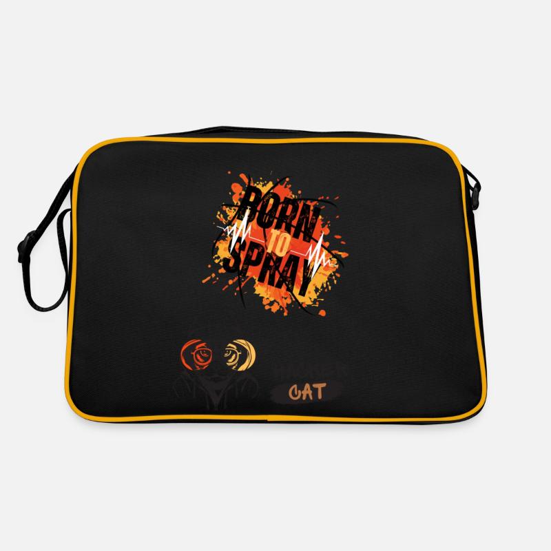 Geboren, um Hacker Cat zu sprühen - Retro Tasche - Schwarz/Gold