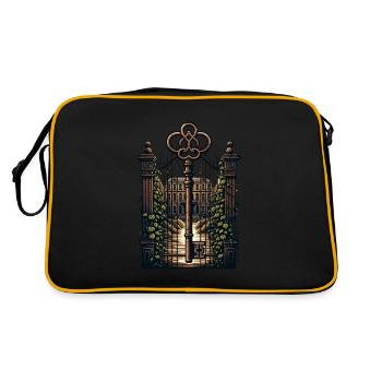 portail mystérieux devant un manoir abandonné - Sac Retro - noir/or - Dos