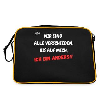 Wir sind alle verschieden, bis auf mich. - Retro Tasche - Schwarz/Gold - Hinten
