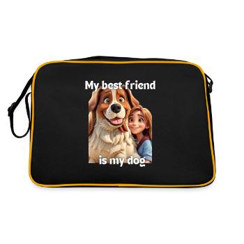 My best friend is my dog - girl - Retro Tasche - Schwarz/Gold - Hinten