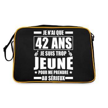 je n ai que 42 ans / cadeau anniversaire 42 ans - Sac Retro - noir/or - Dos