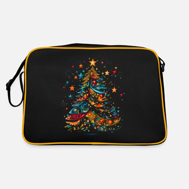 Weihnachtsglück! Lebendiges Pop-Art-Weihnachtsbaum-T-Shirt Retro Tasche