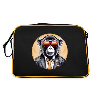 Mister Affe - Retro Tasche - Schwarz/Gold - Hinten