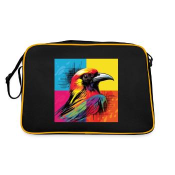 Art aviaire : Grille d’oiseaux Pop Art - Sac Retro - noir/or - Dos