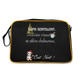 Sapin scintillant, chocolat chaud et câlins - Sac Retro - noir/or - Dos