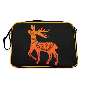 Schweden Schweden dalarna dala Pferd Pferd Frohe Weihnachten Elch - Retro Tasche - Schwarz/Gold - Hinten