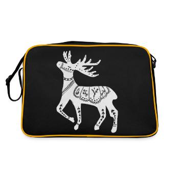 Schweden Schweden dalarna dala Pferd Pferd Frohe Weihnachten Elch - Retro Tasche - Schwarz/Gold - Hinten
