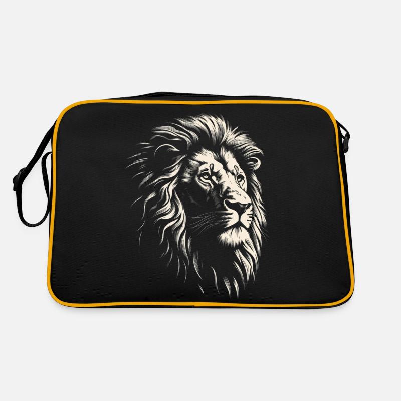 Majestätischer Löwe - Retro Tasche - Schwarz/Gold