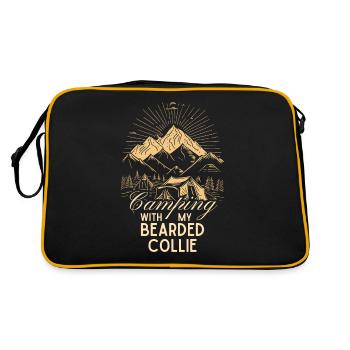 Bearded Collie Camping - Retro Bag - black/gold - Back