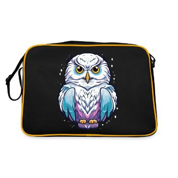 Schnee-Eule - Retro Tasche - Schwarz/Gold - Hinten