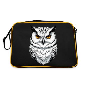 Schnee-Eule - Retro Tasche - Schwarz/Gold - Hinten