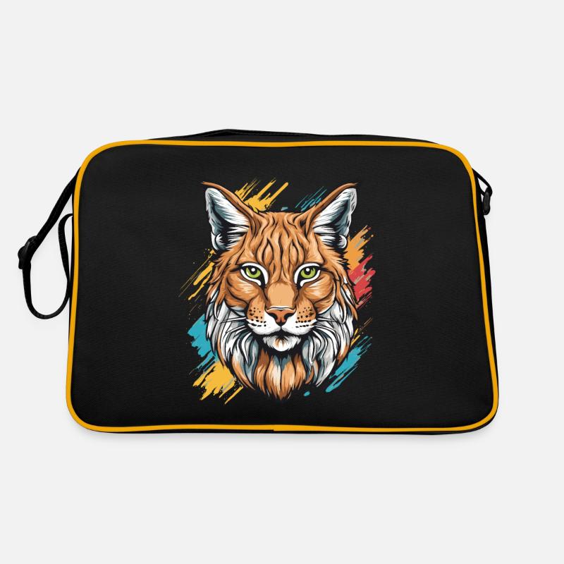 Chat lynx - Sac Retro - noir/or