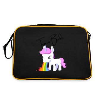 Team Bride Einhorn - Retro Tasche - Schwarz/Gold - Hinten