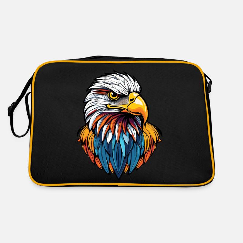 Adlerkopf - Retro Tasche - Schwarz/Gold