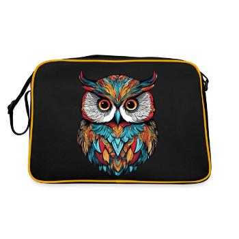 Bunte Eule - Retro Tasche - Schwarz/Gold - Hinten