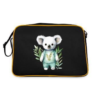 Eukalyptus-Träumer: Koala-T-Shirt - Retro Tasche - Schwarz/Gold - Hinten