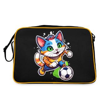 Chat de football / Animal / Football / But / Sports - Sac Retro - noir/or - Dos