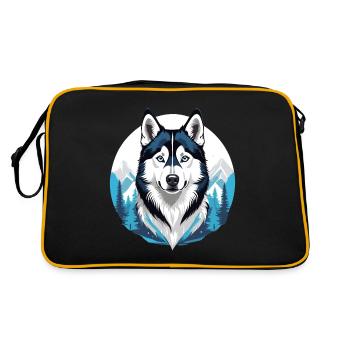 Siberian Husky - Retro Tasche - Schwarz/Gold - Hinten