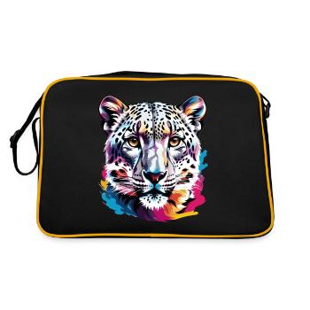 Schneeleopard - Retro Tasche - Schwarz/Gold - Hinten