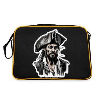 Pirat / Ahoi / Anker / Kapitän / Totenkopf / Rum - Retro Tasche - Schwarz/Gold - Hinten