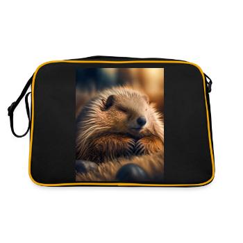 Cute animals doing hibernation – marmot - Retro Bag - black/gold - Back