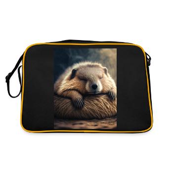 Cute animals doing hibernation – marmot - Retro Bag - black/gold - Back