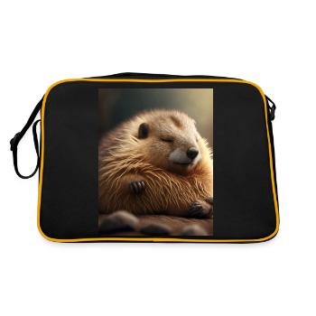 Cute animals doing hibernation – marmot - Retro Bag - black/gold - Back