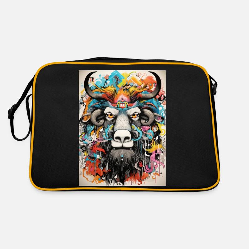 Bison Graffiti Géométrie - Sac Retro - noir/or