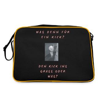 Was denn für ein Kick, den Kick ins Gras - Retro Tasche - Schwarz/Gold - Hinten