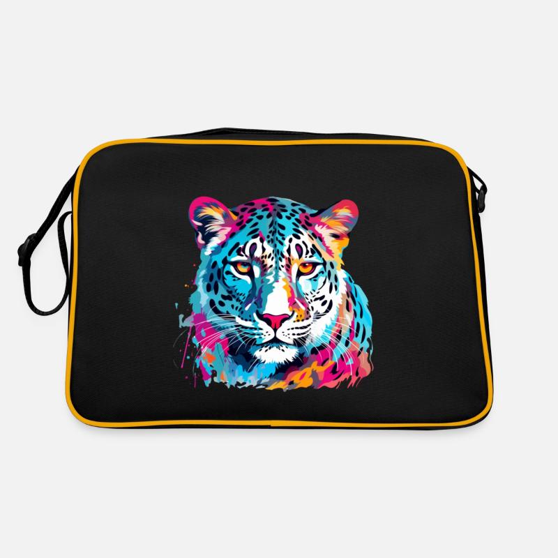Colorful Snow Leopard Paint Splash Paint Splash Retro Bag