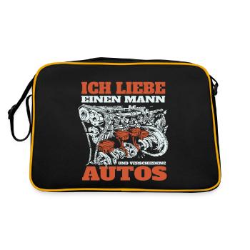 Autoliebhaber Leidenschaft Frau Fahrzeug - Retro Tasche - Schwarz/Gold - Hinten