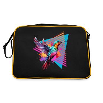 Colorful Hummingbird Paint Splash Paint Splash - Retro Bag - black/gold - Back