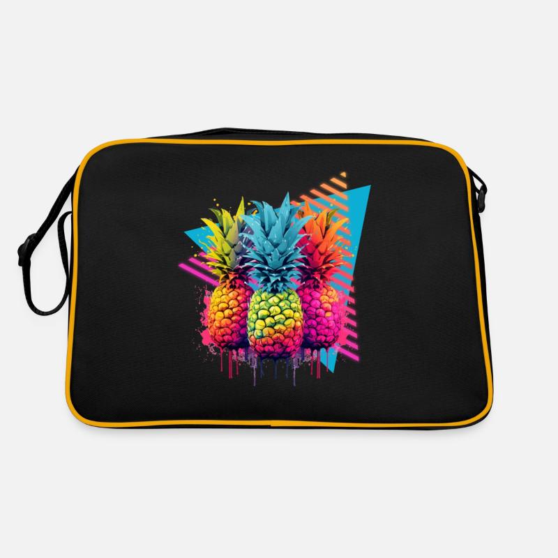 Bunte Ananas Farbklecks Farbspritzer Retro Tasche