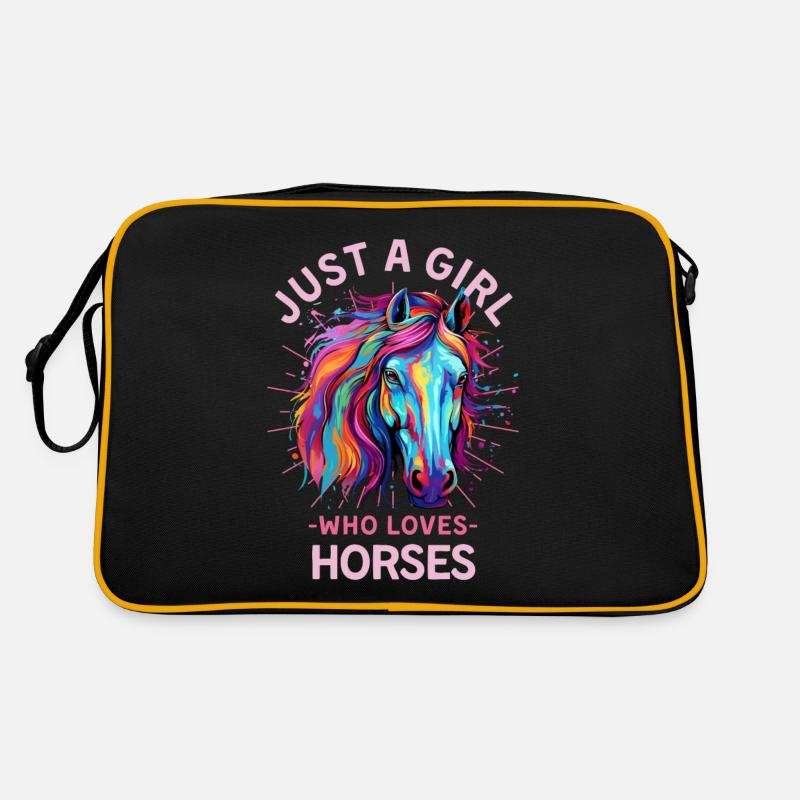 Fille De Cheval Colorée Femmes - Sac Retro - noir/or