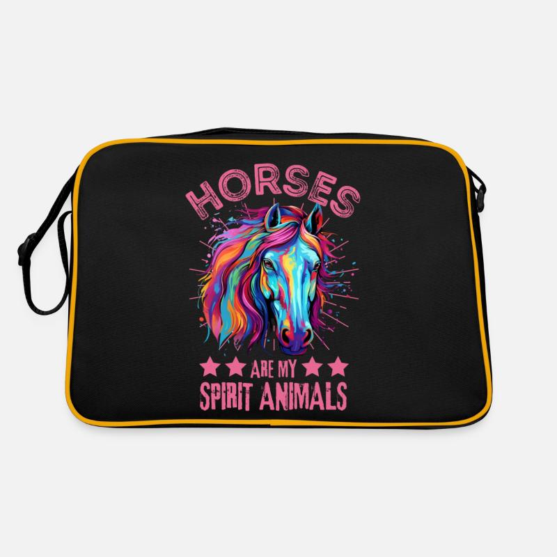 Colorful horse paint blobs paint splashes Retro Bag