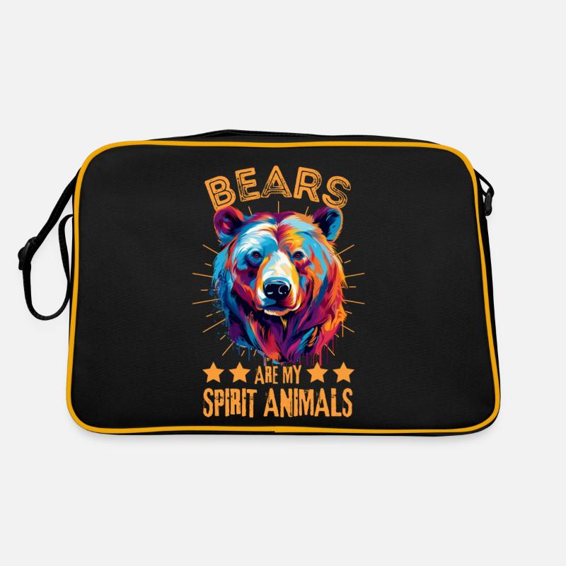 Bunter Bär Farbkleckse Farbspritzer Retro Tasche